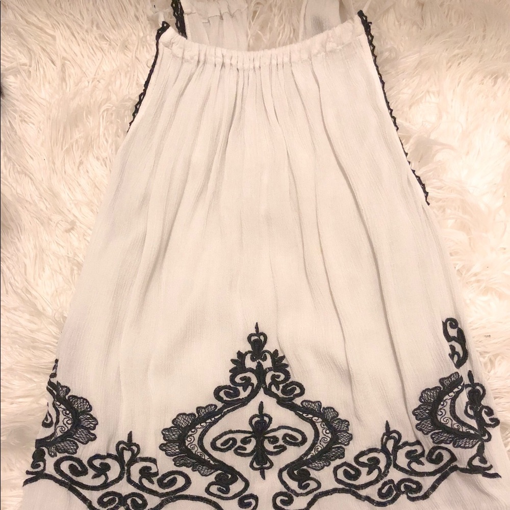 White/Black Lace Detail Tank